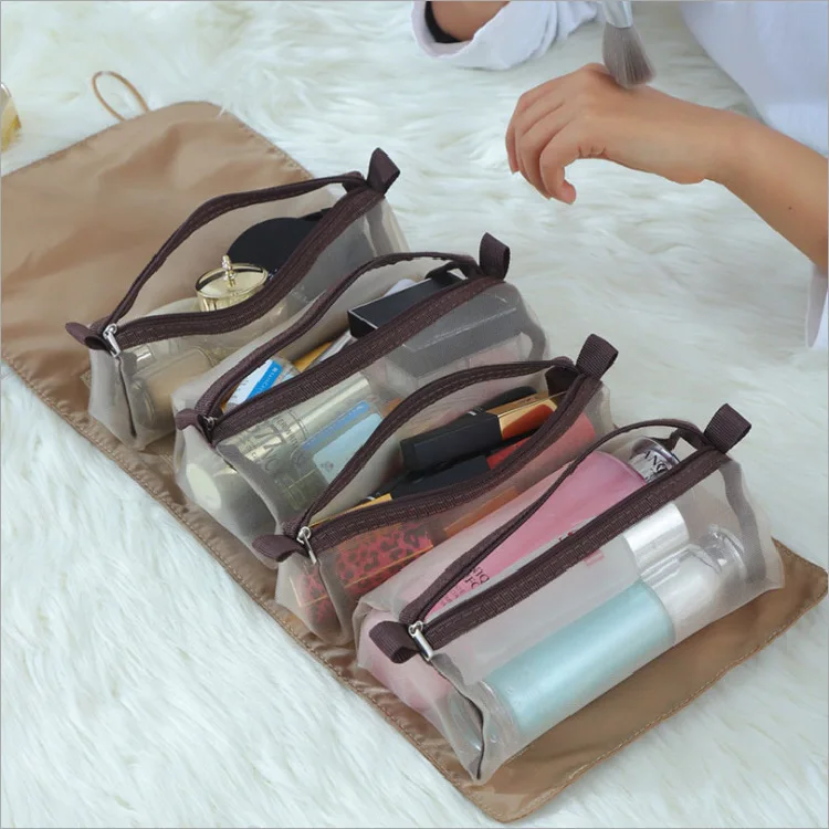 Factory Wholesale Foldable Women Makeup Bag Custom High Quality 4 In 1