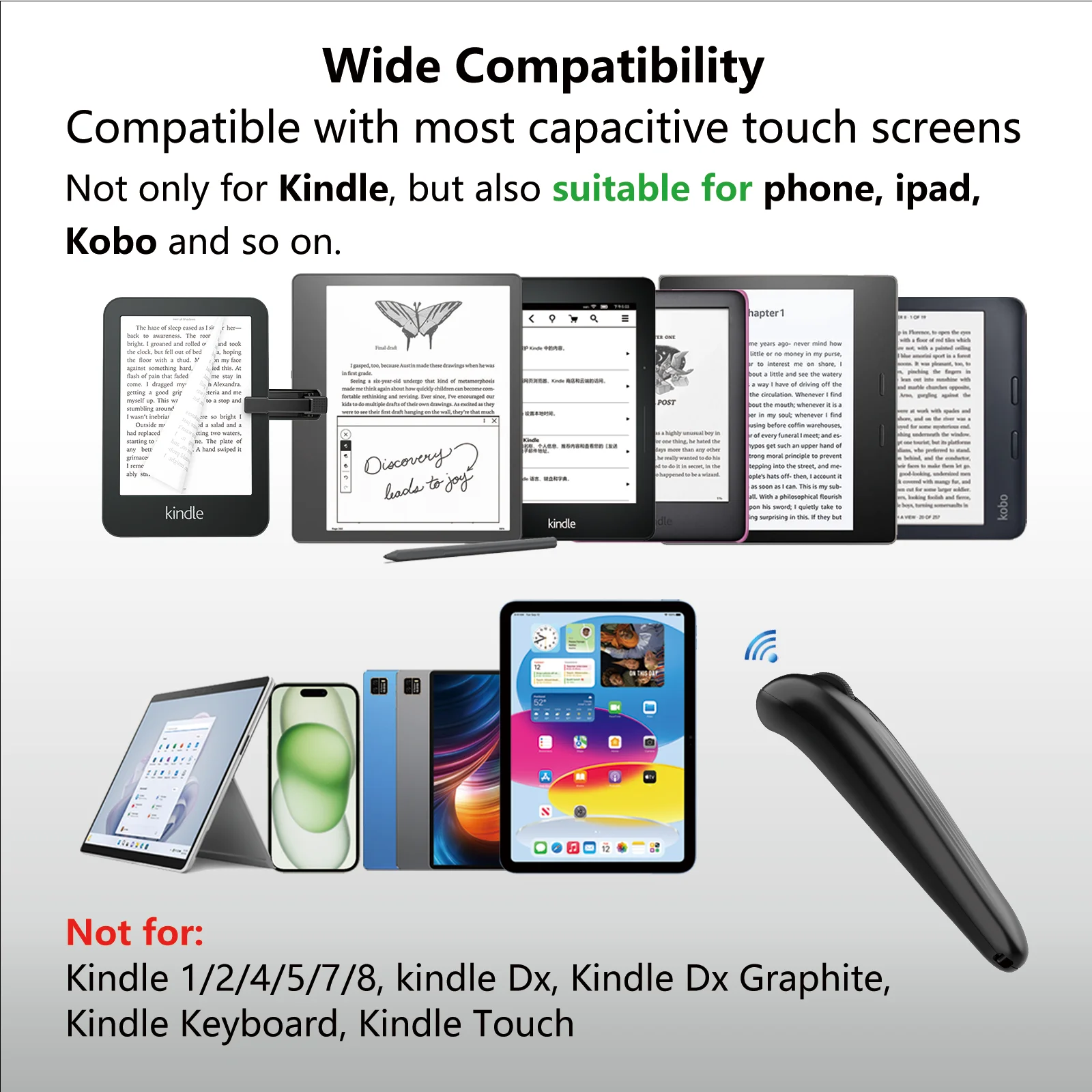 RF 무선 리모컨 페이지 터너 - 블랙, 10미터 거리, USB충전 가능