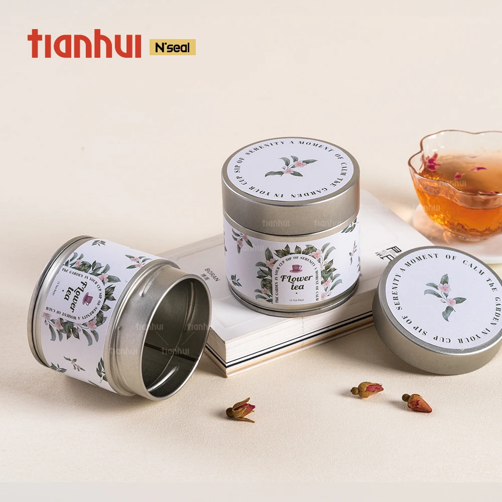 Hộp thiếc tùy chỉnh hình hoa Tianhui, hộp đựng trà kín khí dùng cho gia đình và cửa hàng trà