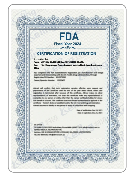 Keling Medical -Sertifikasi Internasional-FDA