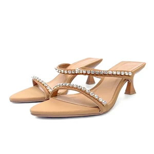 ZAZB New Design Formal Women's High Heel slippers Dress Wedding Chaussures Femmes Dew Heel Shoes Sexy Shining Diamond for Ladies