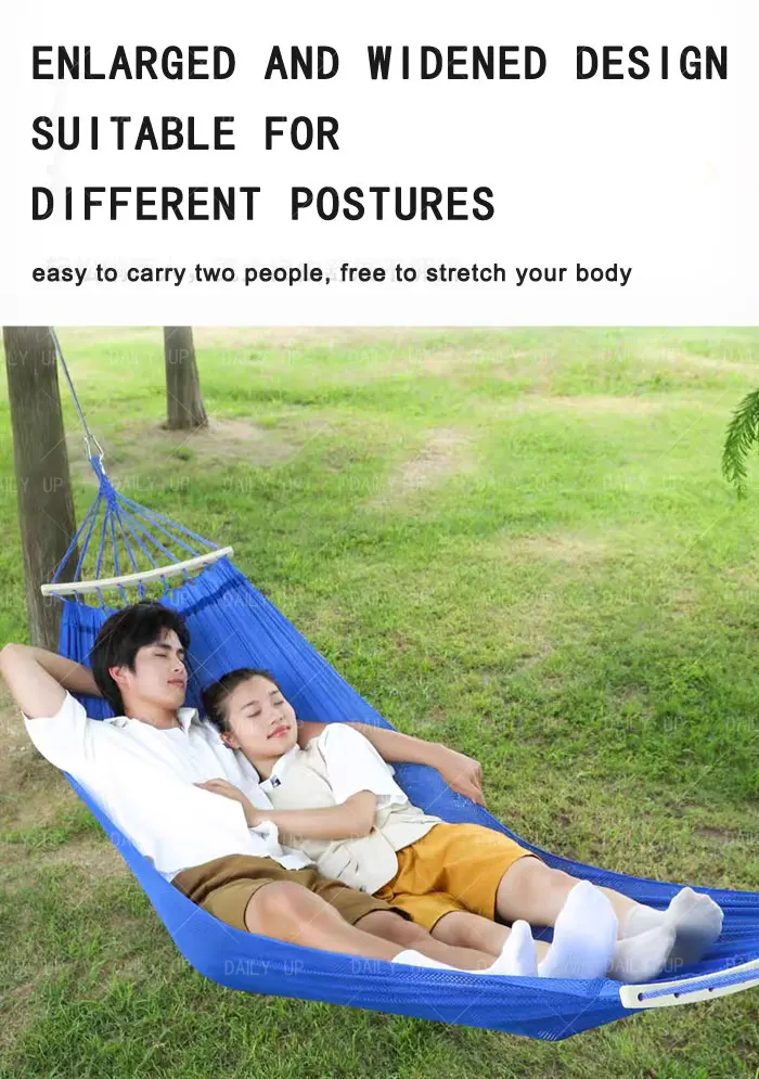 Portable Double Camping Hammock With Balance Beams Enlarged Lightweight Mesh Fabric Hammock For Outdoor Picnic Hiking Trip