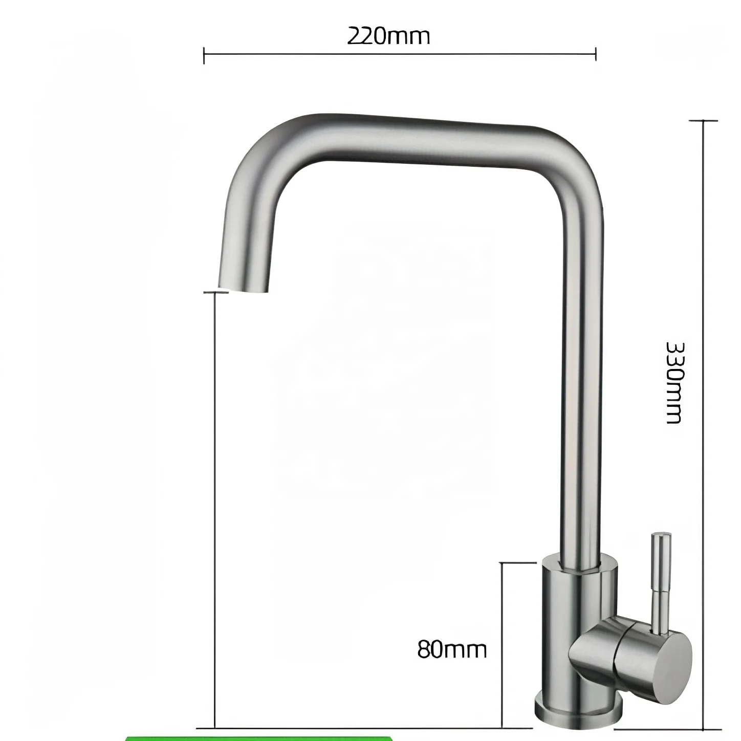 Modern SS304 Stainless Steel Kitchen Faucet Square High Arc Single Handle Mixer Tap Ceramic OEM Customization for B2B Projects