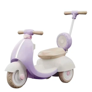 2026 Newest Kids 6V Electric Motorbike Plastic Ride-on Battery Powered Tricycle Motorcycle with Push Handle