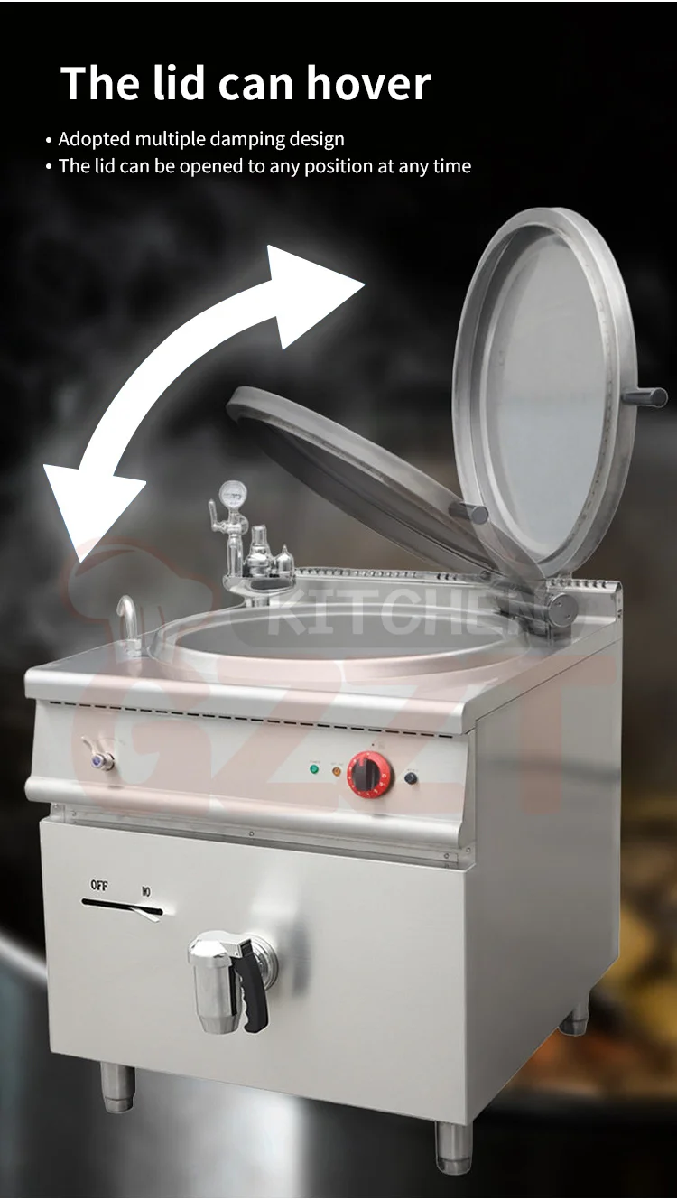 Electric Gas Powered Double-layer Insulation Boiling Pot Commercial Big Stainless Steel Large Cooking Pots Braising Pot