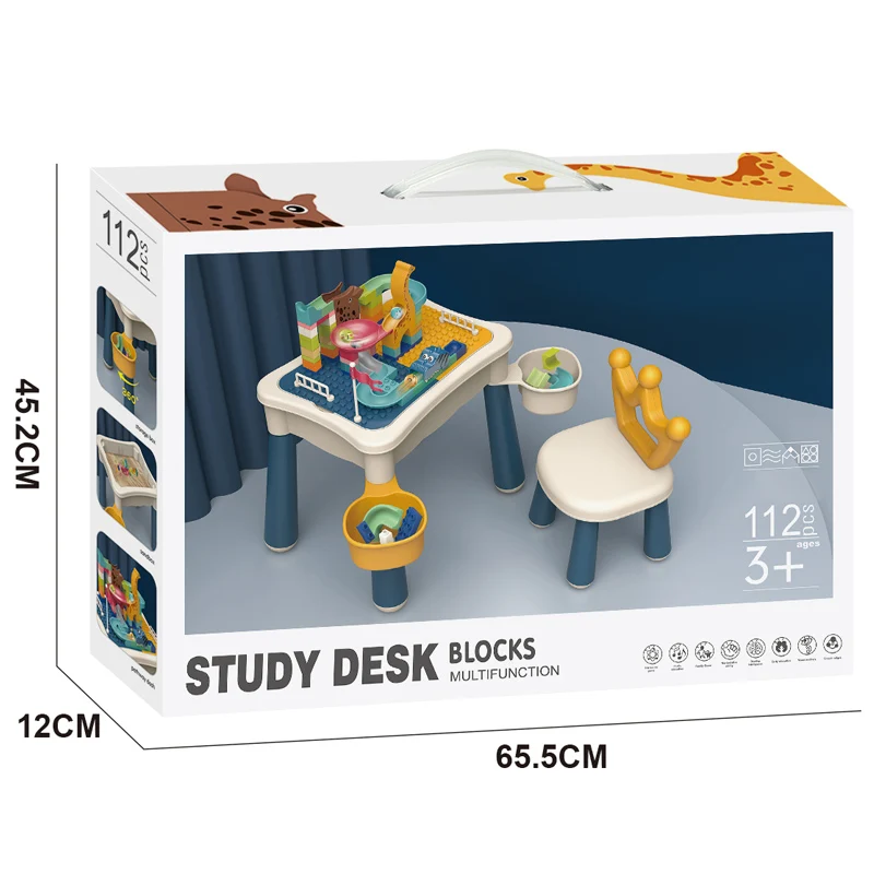 Kids Plastic Build Blocks Table DIY Assembly Educational Learning Toys ...