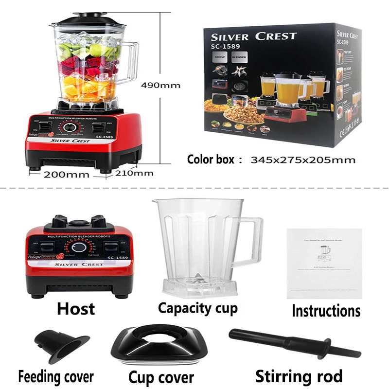 Silver Crest SC-1589 2L 3000/4500W Commercial Blender Large