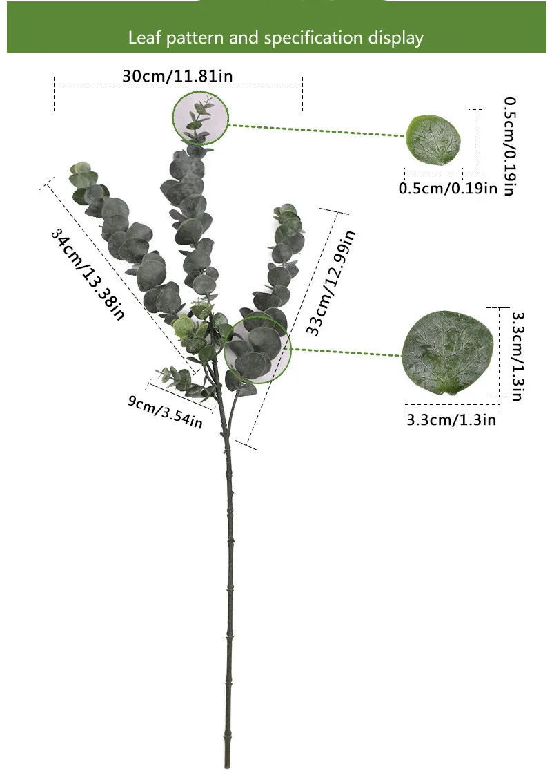 Hot Sale Artificial Eucalyptus Money Leaves Branch Plastic Leaf Bundle