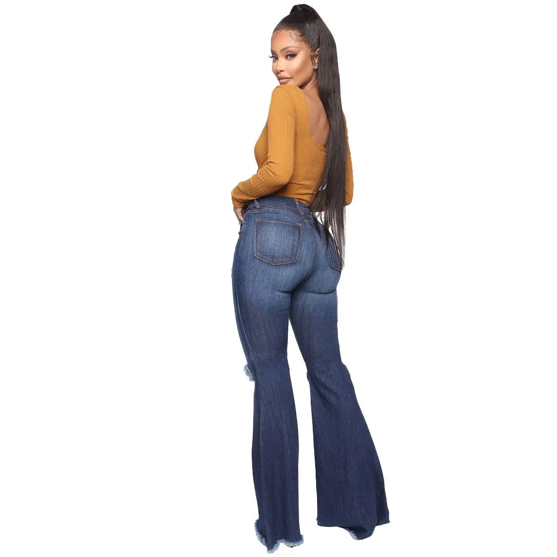 Flared Pants Plus Size Trousers Wide Leg Jeans for Women Jean Boots Woman Denim Clothes for Women Boot Cut Custom