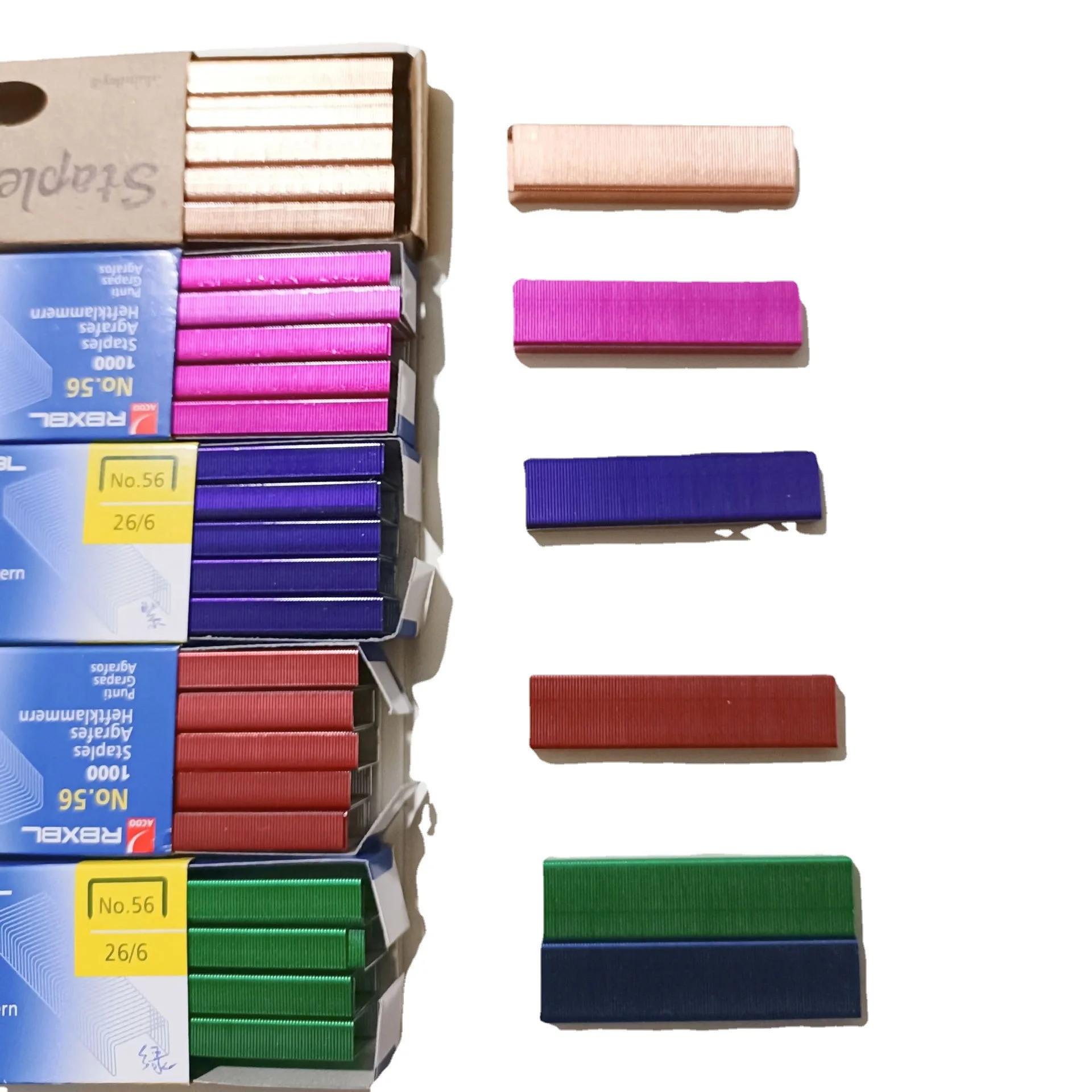 HotOffice Stapler Staples Colorful Manual Stapler Refill 26/6 12mm Width #12 Staples 950/Box Rose Gold Black Blue Purple Staples