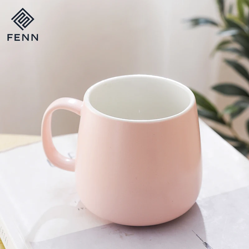 FENN 400ml Black Mugs Mate Porcelain Double Color Inner Outside white Wholesale Ceramic Custom Cafe Coffee Mug