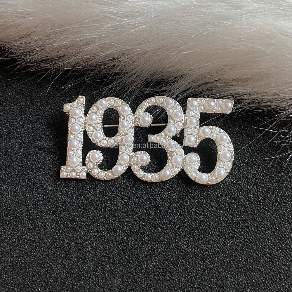 Personalized Greek Sisters Digital Brooch 1935 Pearl Brooch Wholesale