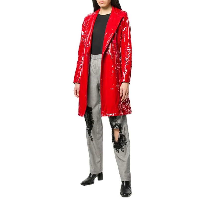 red patent coat