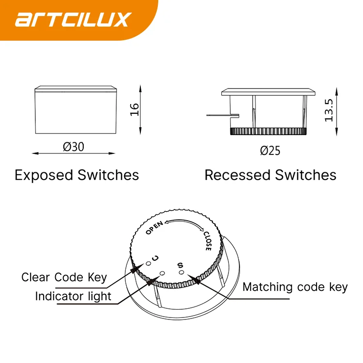 ARTCILUXnWireless Round Touching Sensor Switch Embedded Version or Surface Version Dimmer Sensor Switch