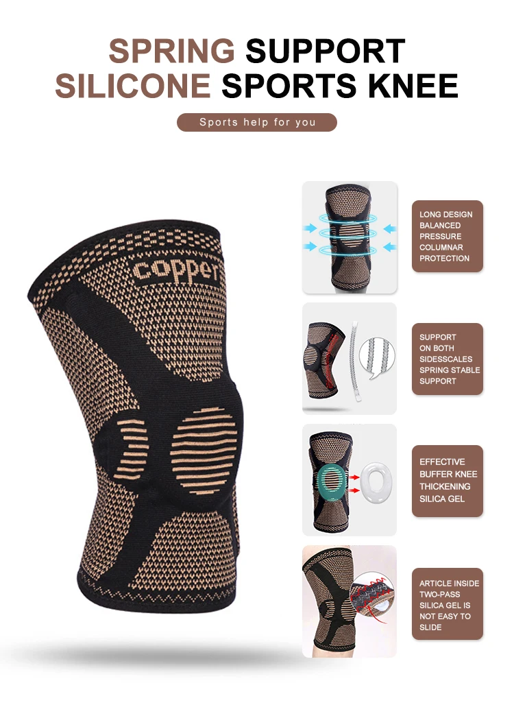 Antibacterial Copper Compression Elastic Knee Brace Sports Breathable