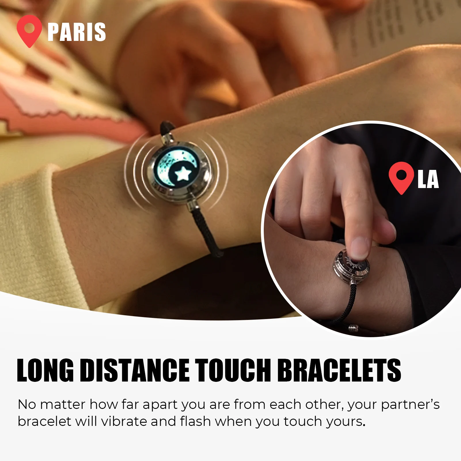 Fine Jewelry Sun and Moon Couple Bracelet Totwoo Smart Bracelet with  Light-Up and Vibrate for Long-Distance Jewelry for Women