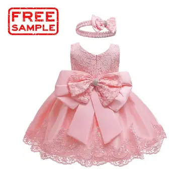 Ruffle Lace Backless With Headwear Bowknot Flower Dresses Baby Girl ...