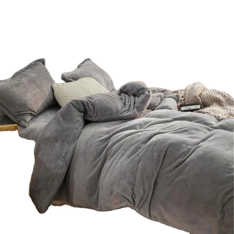 
 Двухразмерный цветной тканый простой окрашенный лохматый льняной вельветовый фланелевый пододеяльник набор  