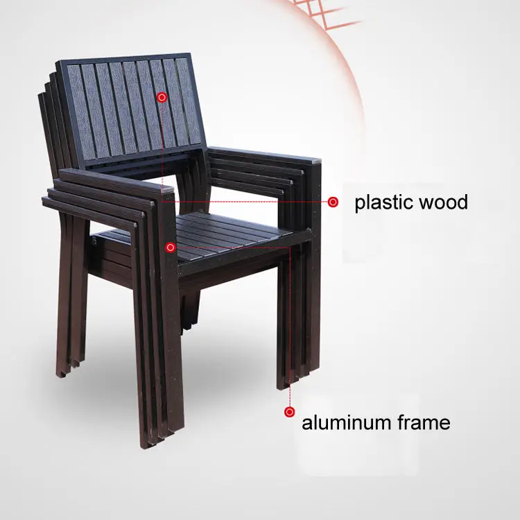 Modern Restaurant Dining Room Set Outdoor Garden Plastic Wood Furniture