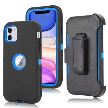 Robot Defender Holster Mobile Phone Case For iPhone 12 Pro Max 11 XS 8 Plus Rugged Belt Clip With Built In Screen Cover