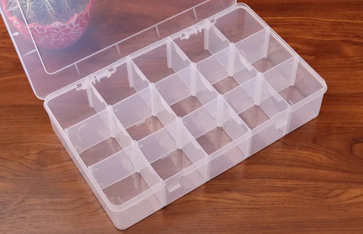 15 Сетка Коробка Для Хранения Прозрачный отделения съемные перегородки органайзер хранилище сумочка пластиковая коробка ювелирных изделий серьги держатель Органайзер