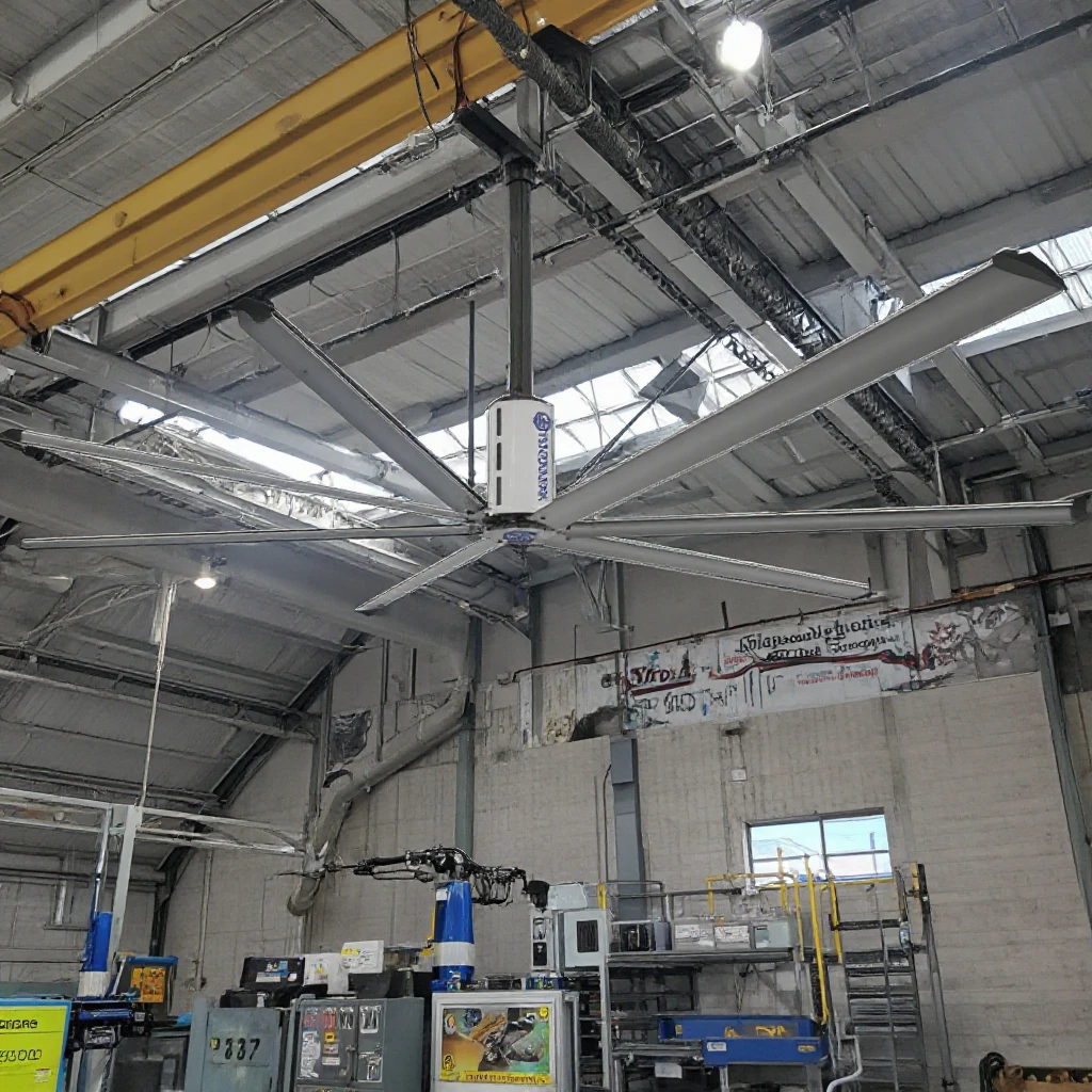 Industrial Giant HVLS Ceiling Fan with Gear Motor Ceil  Low Noise Electric AC 220V for Factory Construction Manufacturing Plant