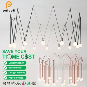 PULUOTI Creative Aluminum Knit Belt Chandelier with LED Light for Living Room Restaurant Bar Surface Mounted Belt Track Light