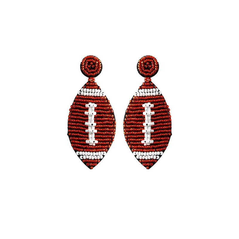 Football Seed Bead Dangle Earrings Sports Statement Earrings Game Day