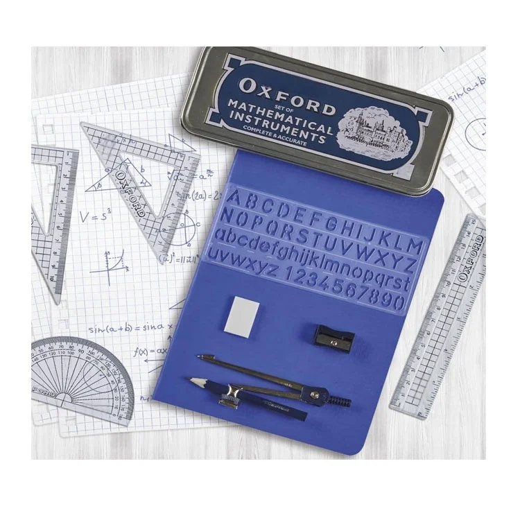 2025 New Max Math Set Oxford Professional Geometry Sets with Storage Tin Made of Durable Metal