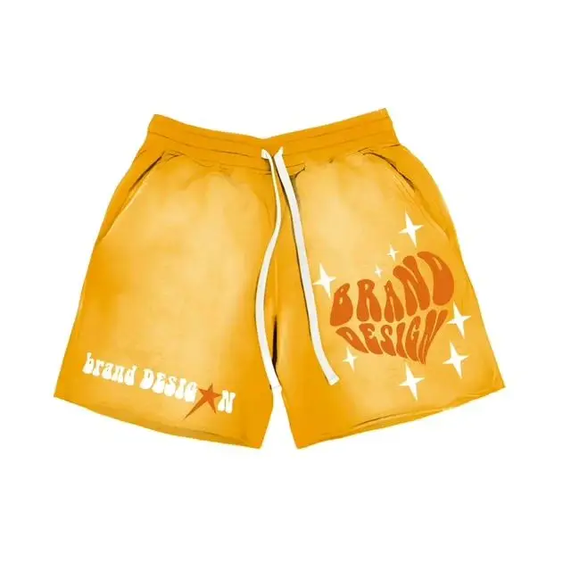 Custom Summer Bermuda Jogger Sweat Shorts Cotton French Terry Oversized Baggy Sun Faded Distressed Acid-Wash-Shorts for Men gallery 8