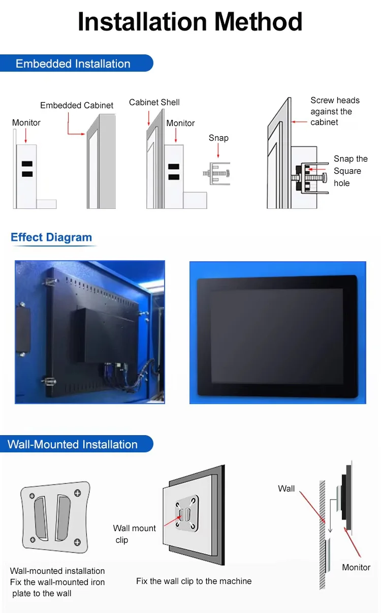 15.6 Inch Industrial Sunlight-readable IPS LCD Monitor Capacitive Touch Screen True Flat HD VGA Industrial Display