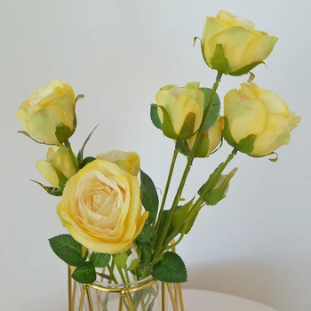 wholesale 6 Heads rose bouquet silk artificial flowers for decoration wedding artificial