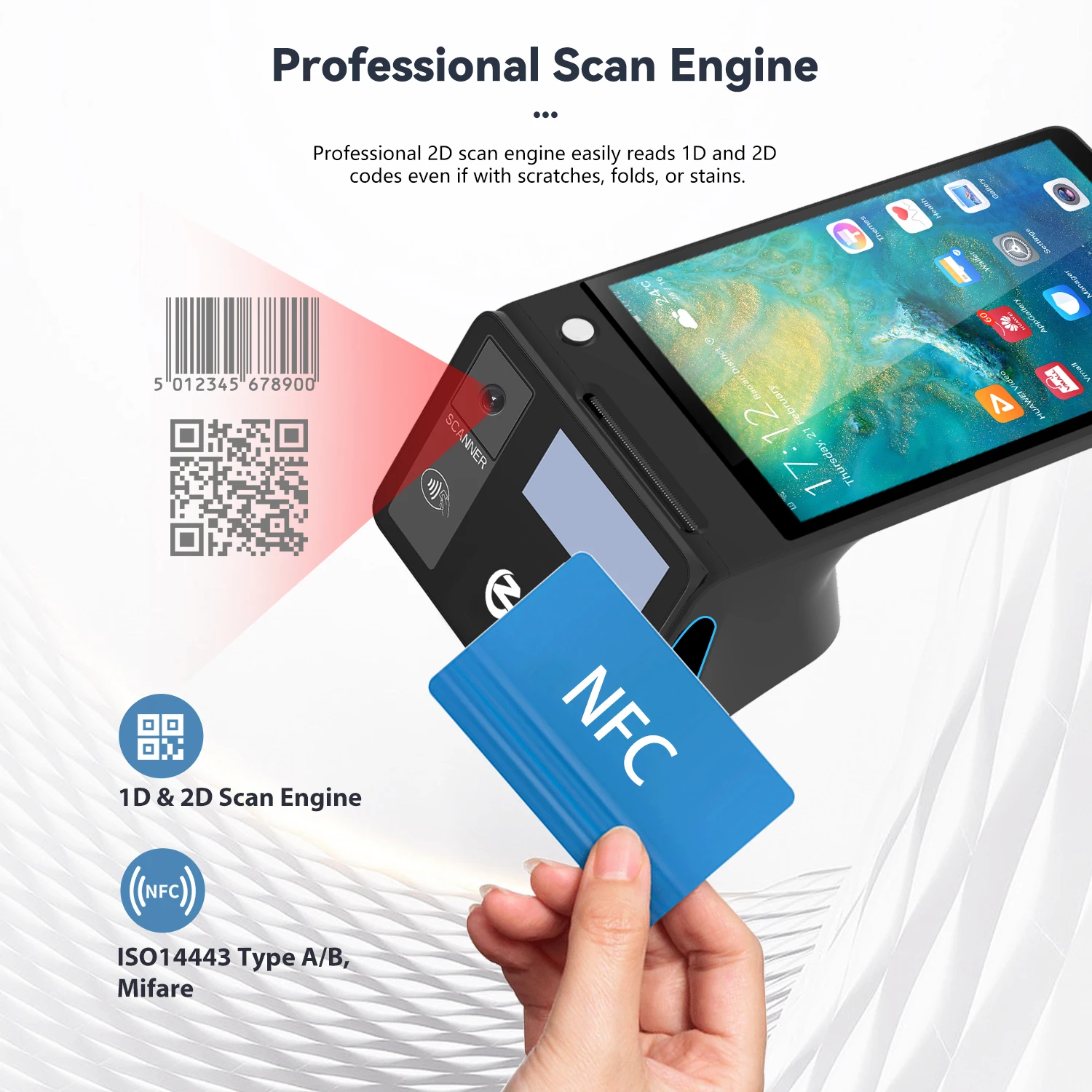 8 Inch Android 14 Wifi Terminal Android Pos Restaurant Online Order Printing Machine for Food Delivery