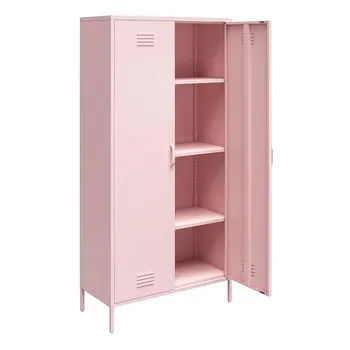 2 door steel wardrobe storage home gym clothes pink cabinet locker metal