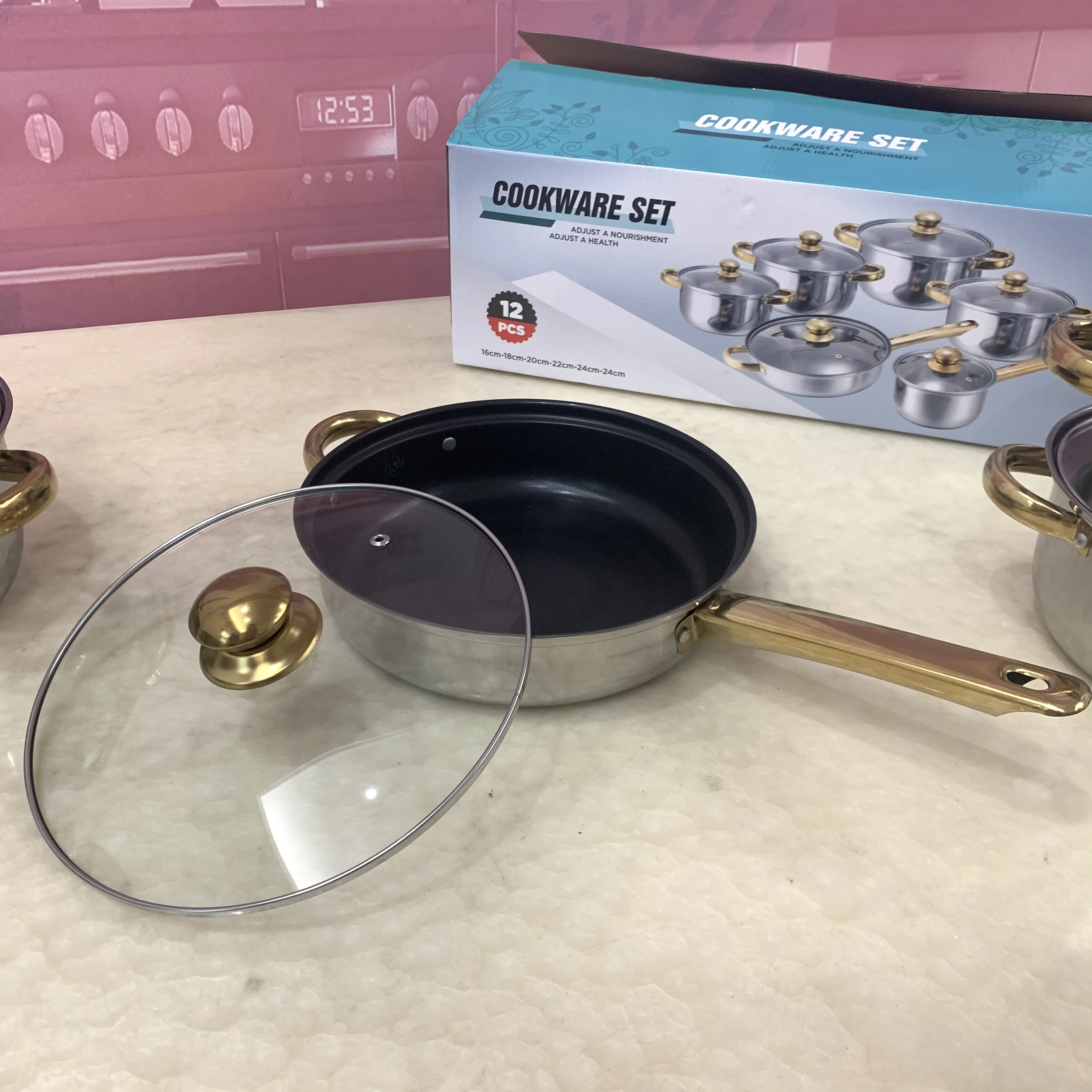 Newest Promotion Cooking Pot Set Stainless Steel Cookware 12pcs Kitchen Cookware Sets