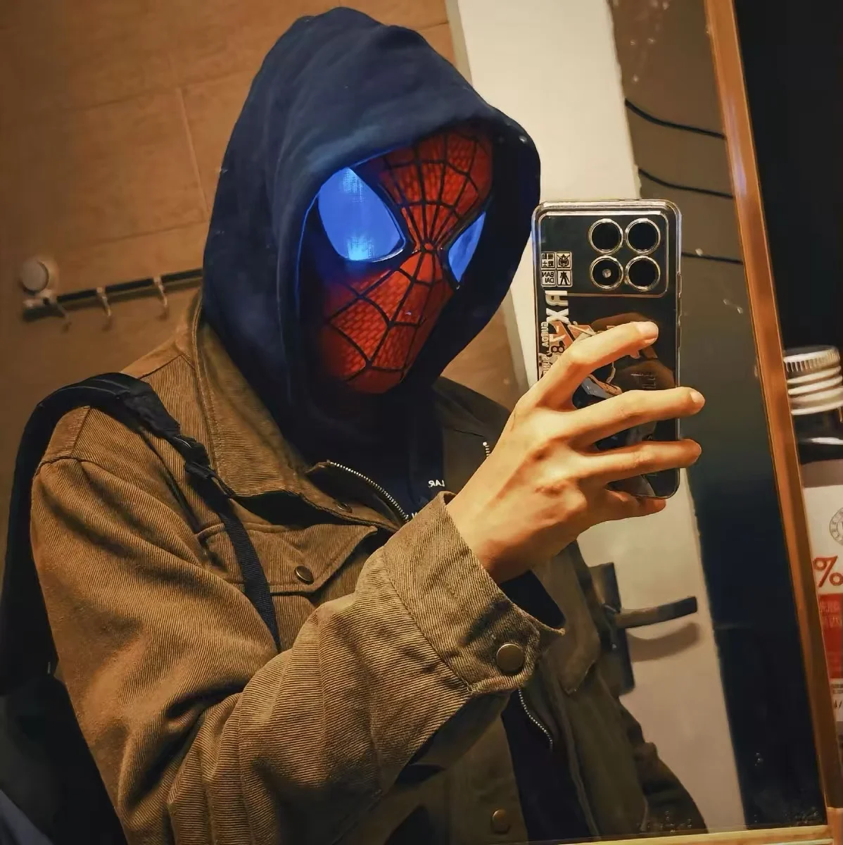 Factory Party Decoration Illuminated Led Spider-Man Mask Moving Eyes Spider Man Marks Spiderman Mask