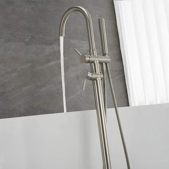 Popular Design Shower Mixer Matt Black Floor Standing Faucet Freestanding Brass Floor Mounted Bathtub Taps