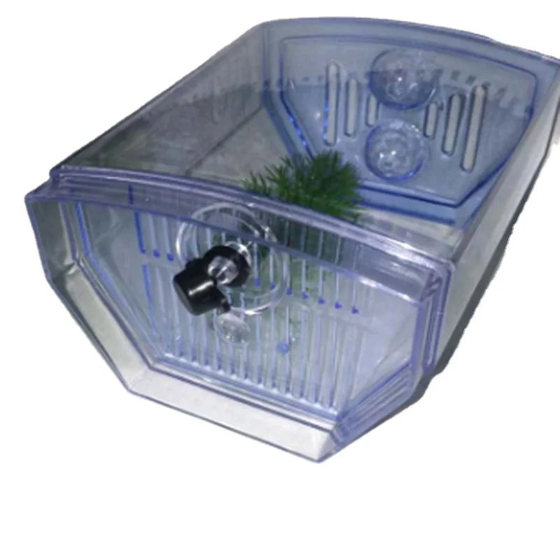 LED Light Aquarium Acrylic Three Splits Betta Fish Tank Triple Bow Fighting Isolation Hatch Breed Box Blue Purple