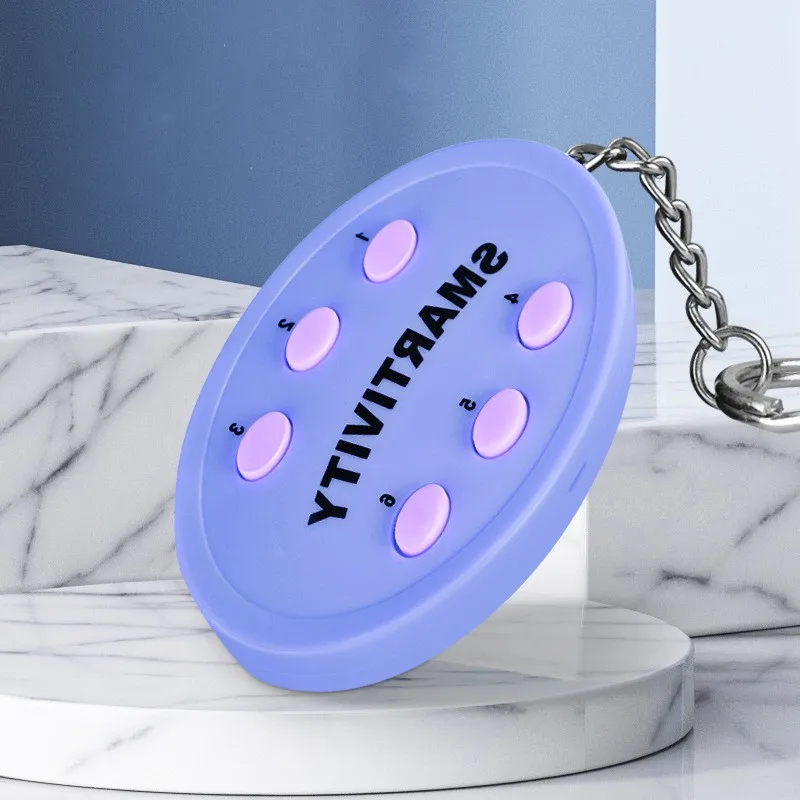 Popular Custom Logo UV Colorful Sound Effect Keychain 6 Buttons Silk Screen Printing Promotional Gifts Customized Voice Keychain