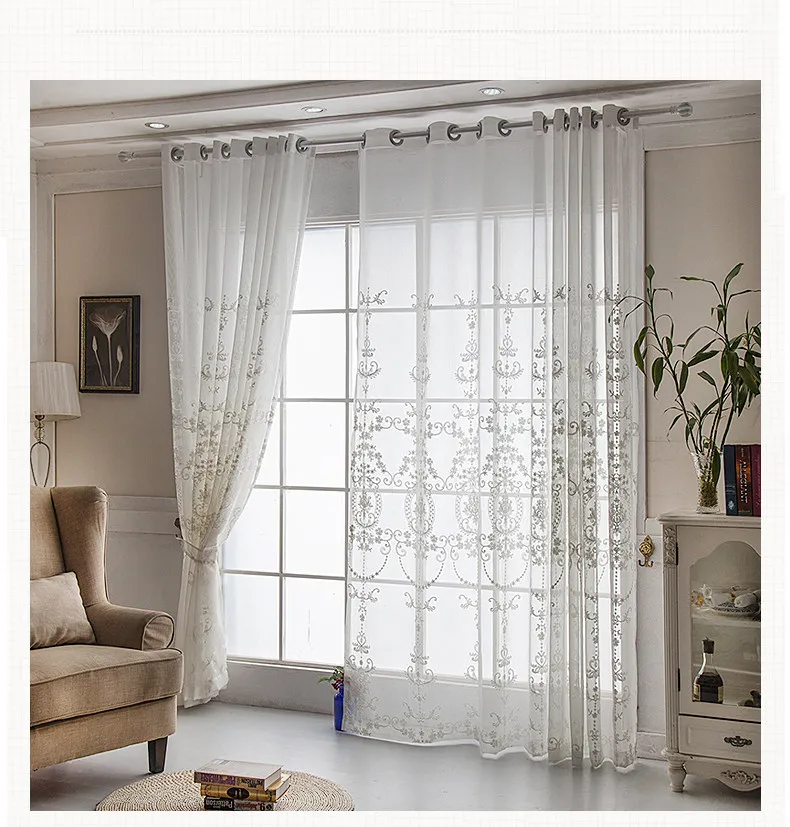 Luxury Jacquard Window Curtain Tulle Panel Sheer Voile Drape Bedroom Living Room 