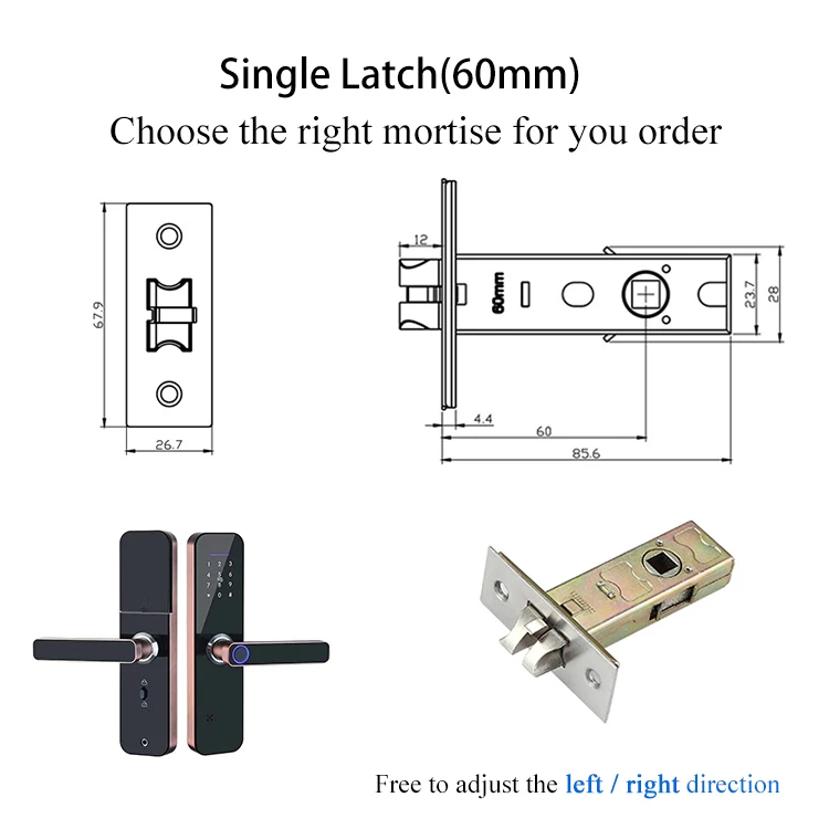 Smart Home Tuya TTLock WiFi Remote Keyless Entry Fingerprint Biometric Intelligent Door Handle Lock for Airbnb Office Bedroom