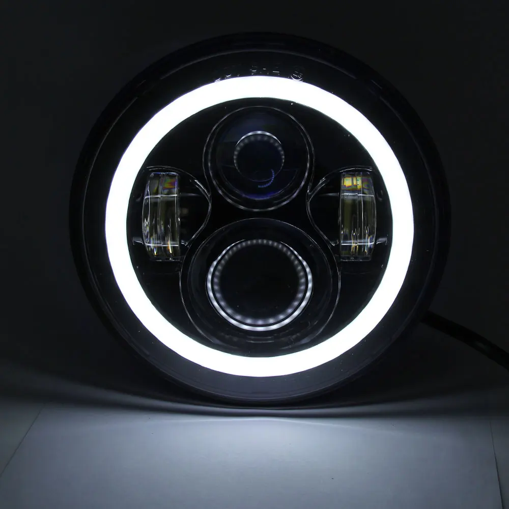 IP68 DOT E9 DRL Angle Eye Amber Turn Light Moto Motorbike 72W 50W 24V 12V Round 7 Inch Led Headlight for Motorcycle