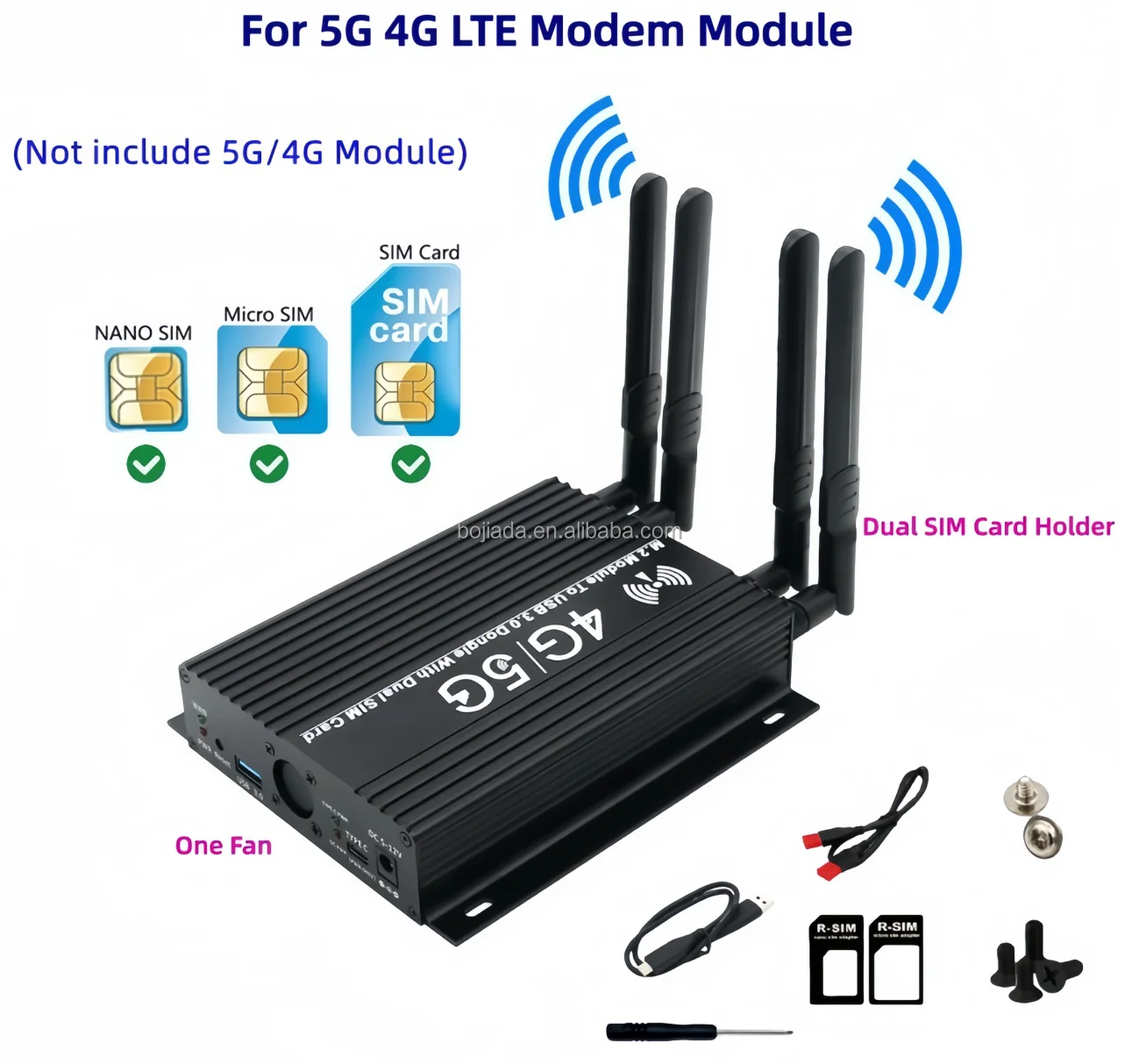 Modul Modem 5G 4G LTE Wireless Module Modem Adapter with USB 3.0, 2 SIM Card Holder ...