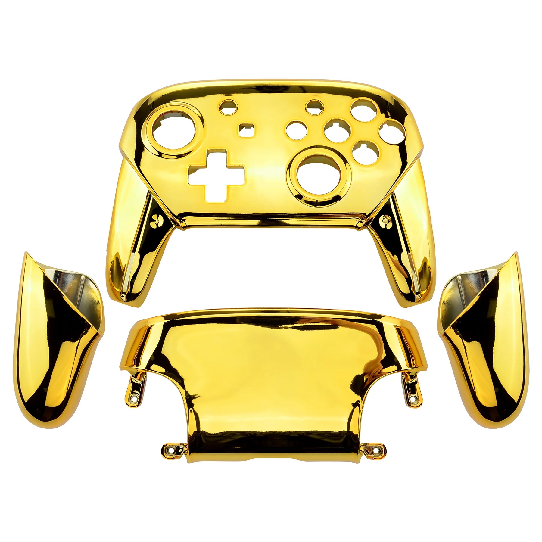 Custom Replacement Gold Switch Pro Controller Shell Front Back Housing Shell Grip Controller Cases for Nintendo Switch Pro