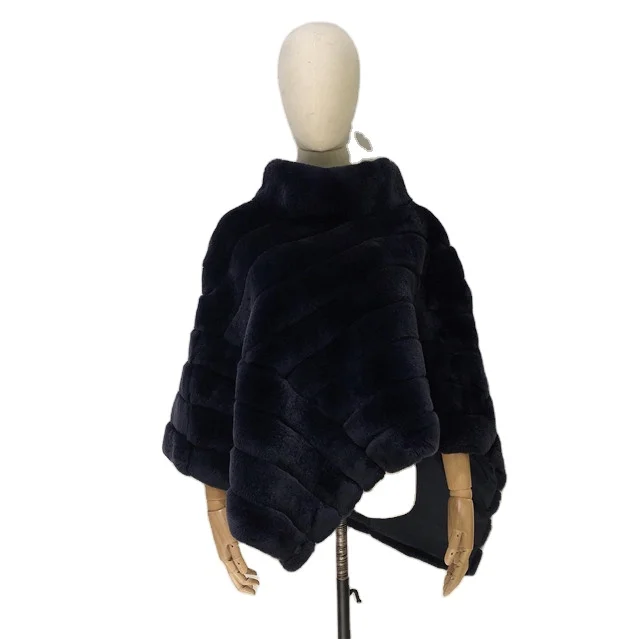 Hot sale real fur cape high quality women irregular rex rabbit winter fur shawl