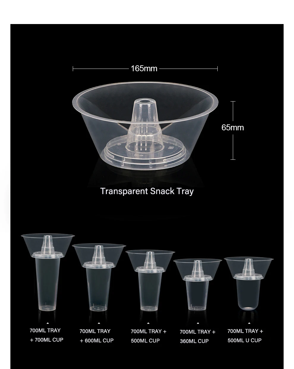 Disposable hotpot cup snack milk tea cup with black plastic cup holder details