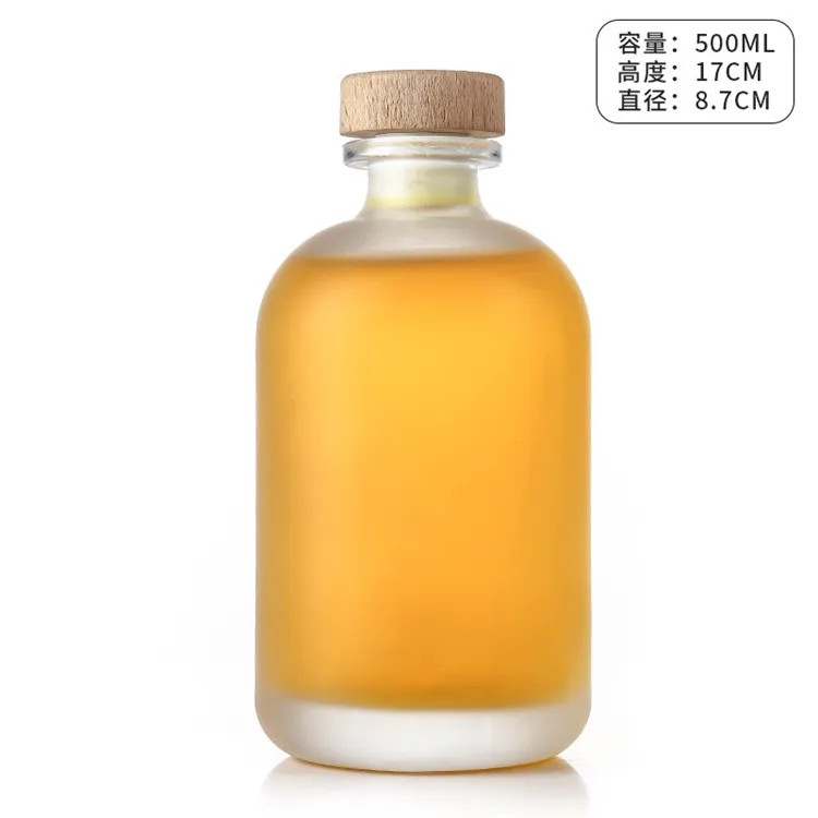 250ml 8oz Clear Frosted Glass Liquor Spirits Bottles Empty Olso Whiskey Vodka Tequila Gin Cork Stopper Free Sample for Brandy