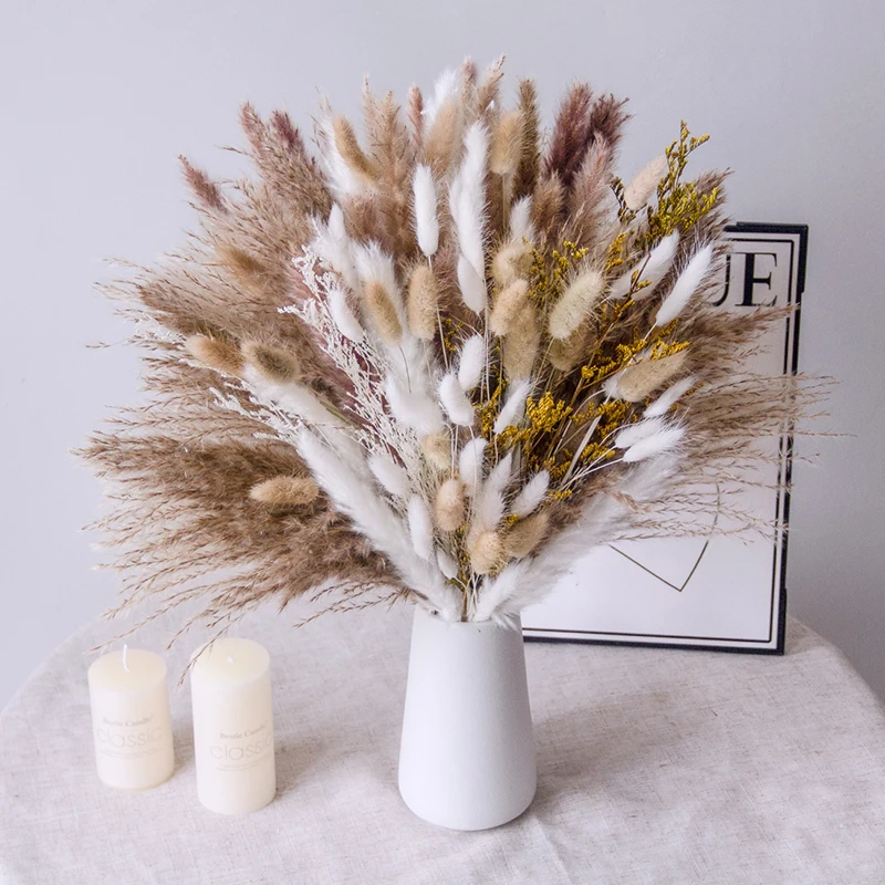 product high quality rabbit bunny tails grass reed flower arrangement lovegrass natural dried pampas grass bouquet boho home decorations-60