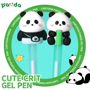 Cute Panda Pattern Gel Pen Creative Korean Plastic Wholesale Learning Stationery Black Pen Refill