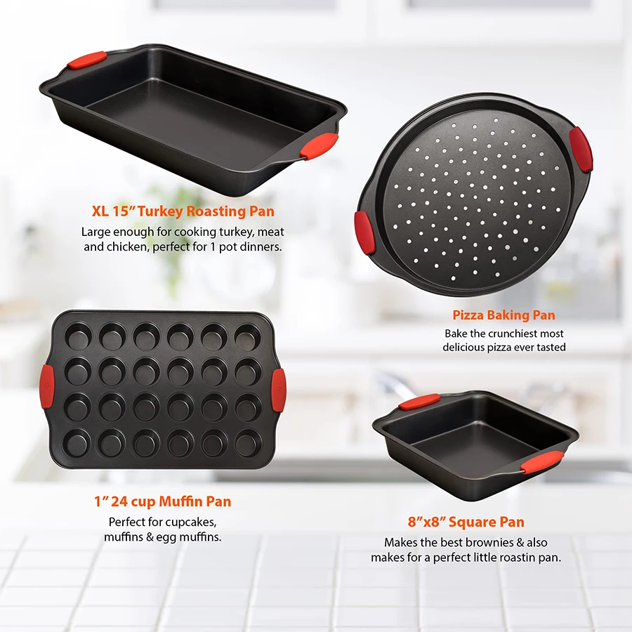 Professional Nonstick Pizza Pan Baking Tray Oven Carbon Steel Square